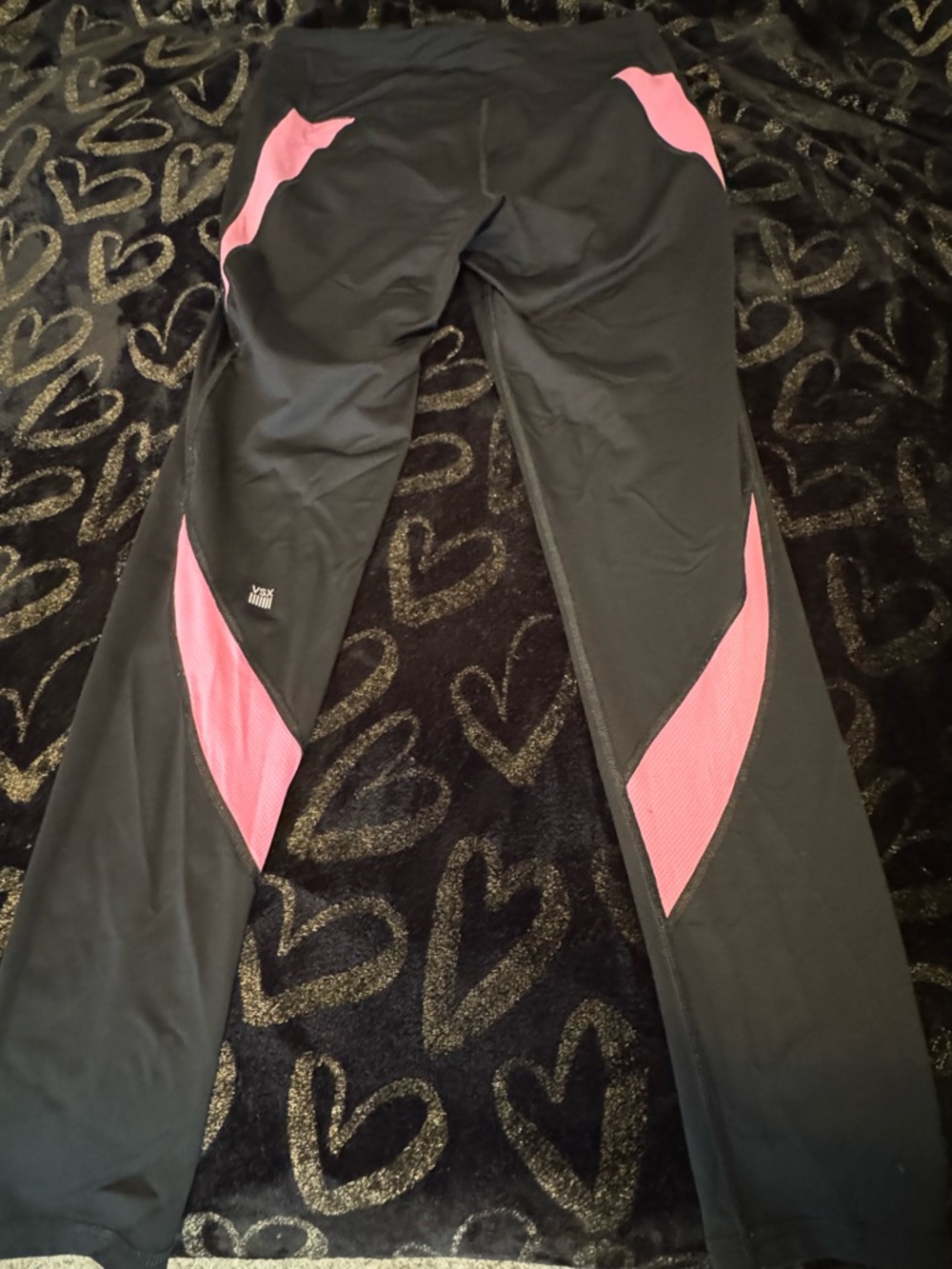 Women’s Black Leggings with Pink Accent Panels
